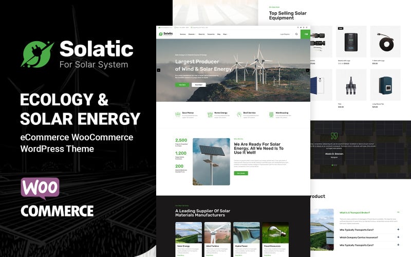 Solatic - Tema WooCommerce per l'energia solare, il vento e l'energia