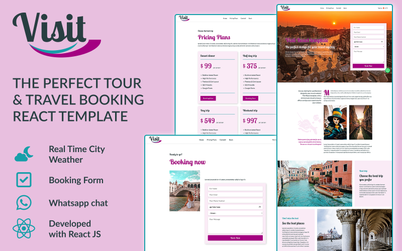 Посетите: идеальный шаблон веб-сайта Tour & Travel Booking React