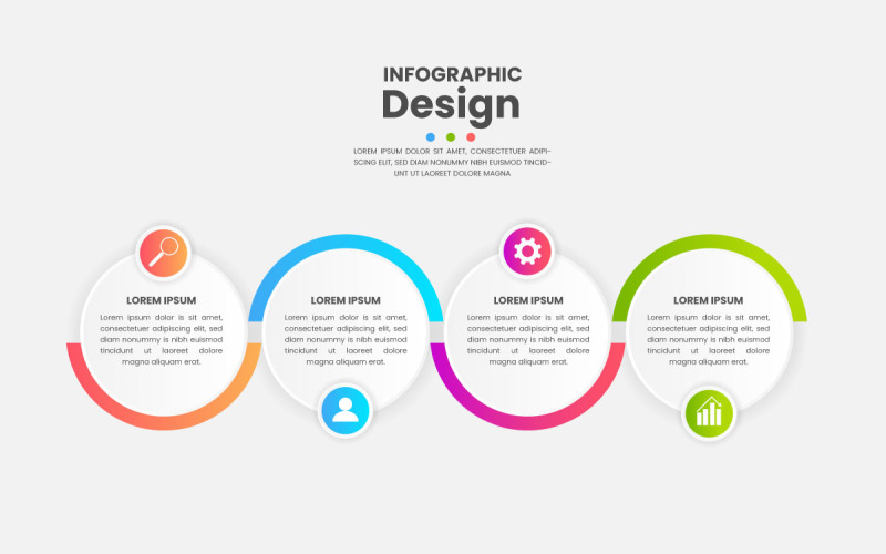Infografik-Design mit Kreis für Geschäftsvorlage. Vektor vier Schritte