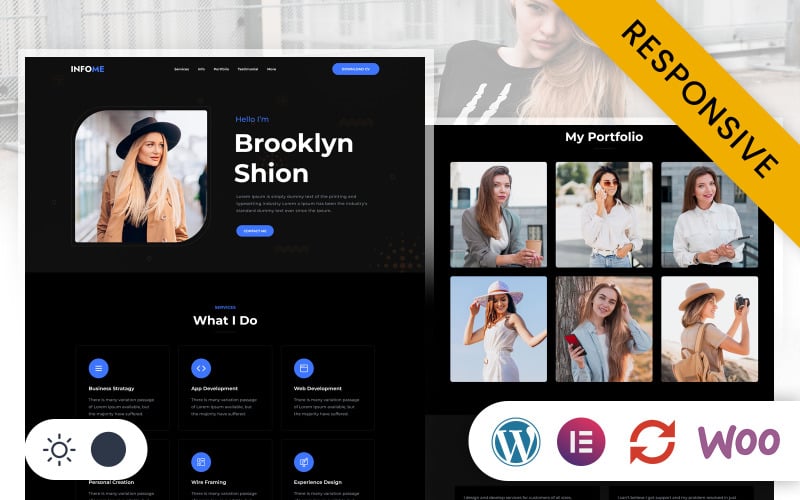 InfoMe - Креативная одностраничная портфолио Elementor WordPress Responsive Theme