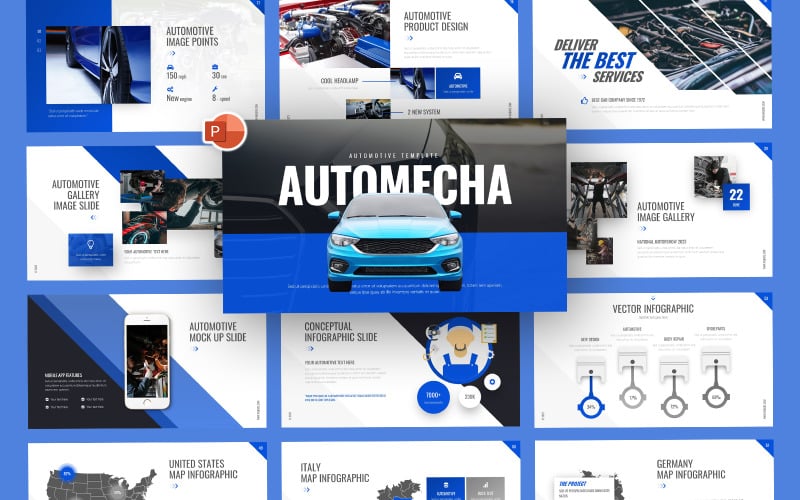 AutoMecha Automotive PowerPoint Template