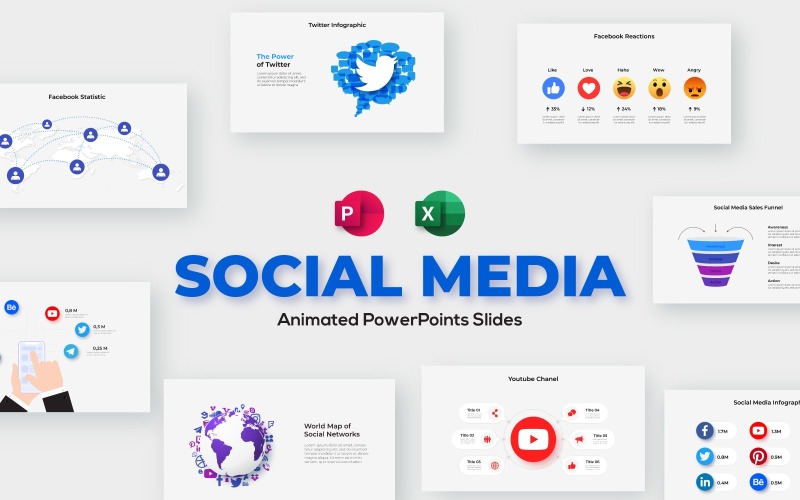 Infográfico de PowerPoint de mídia social animado