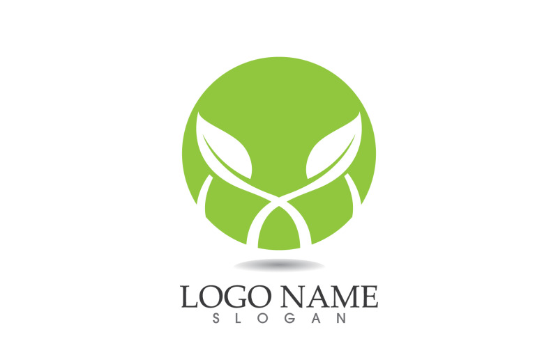 Lövgrön natur vektor logotyp symboldesign v3