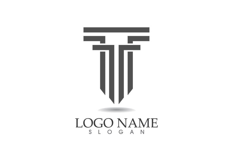 Pilastro legge logo e simbolo disegno vettoriale business v1