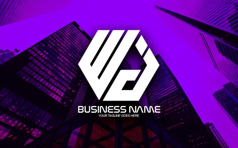 Conception professionnelle de logo de lettre WJ polygonale pour votre entreprise - Identité de marque