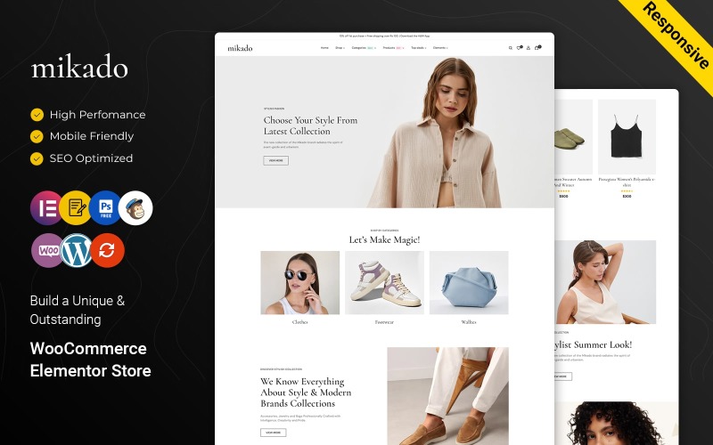 Mikado - Thème WooCommerce Responsive Elementor pour boutique de mode