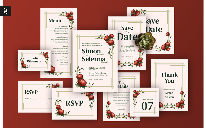 Rose Wedding Invitation Suite 316124 TemplateMonster