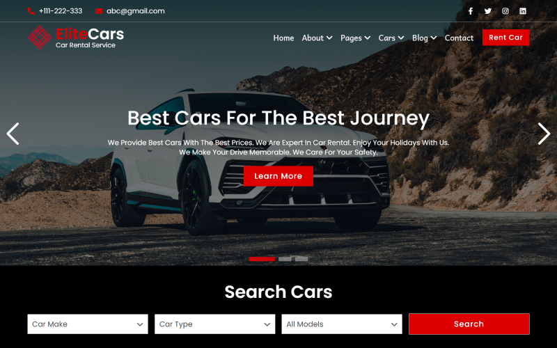 EliteCars Modello Di Sito Web HTML5 Per Autonoleggio