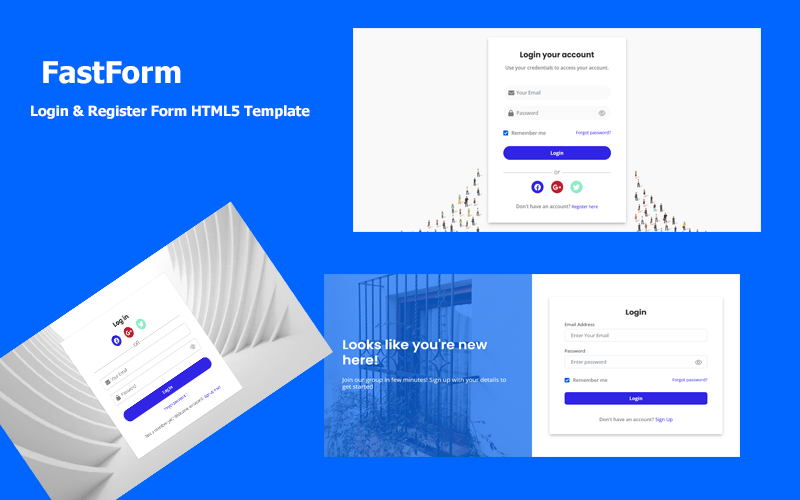 FastForm - Login & 注册表单HTML5模板
