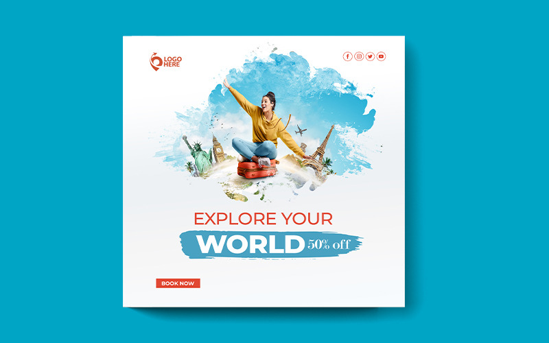 Шаблон листівки для агентства подорожей і туризму