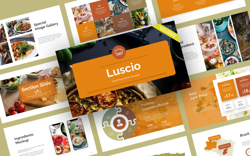 Luscio现代食品谷歌幻灯片模板