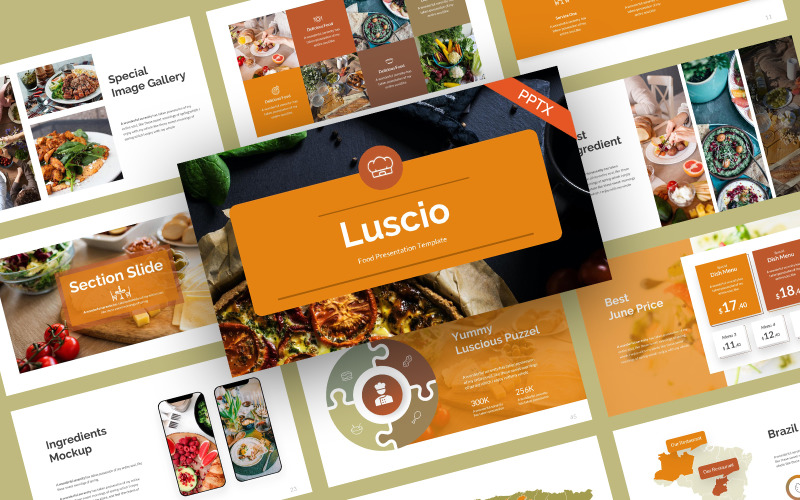 Luscio Modern Food PowerPoint sablon