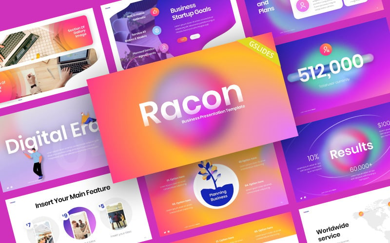 Racon商业梯度风格谷歌幻灯片模板
