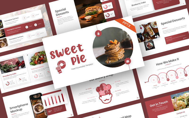 Sweet Pie Schotel Voedsel Sjablonen PowerPoint presentatie