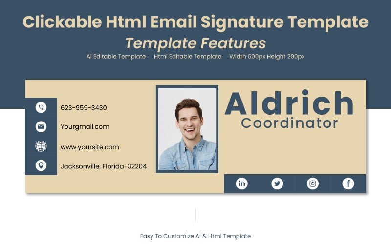 Modèle de signature HTML E-mail de signature HTML