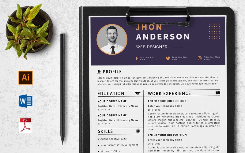 Szablon CV Jhon Anderson