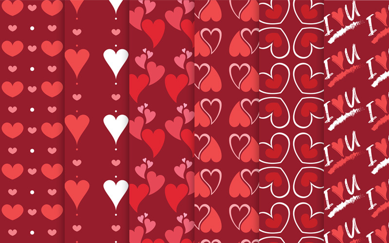 6 Red Love Valentines Patronen Sjabloon