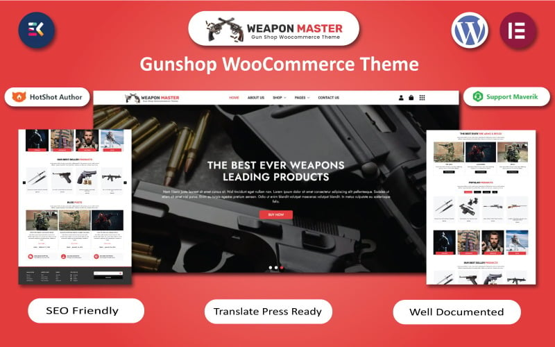 Weapon Master - Waffen und Schießen WooCommerce Elementor Vorlage