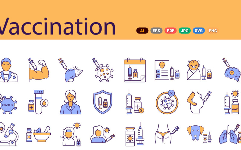 Pacote de ícones de vacinação | IA | EPS | SVG