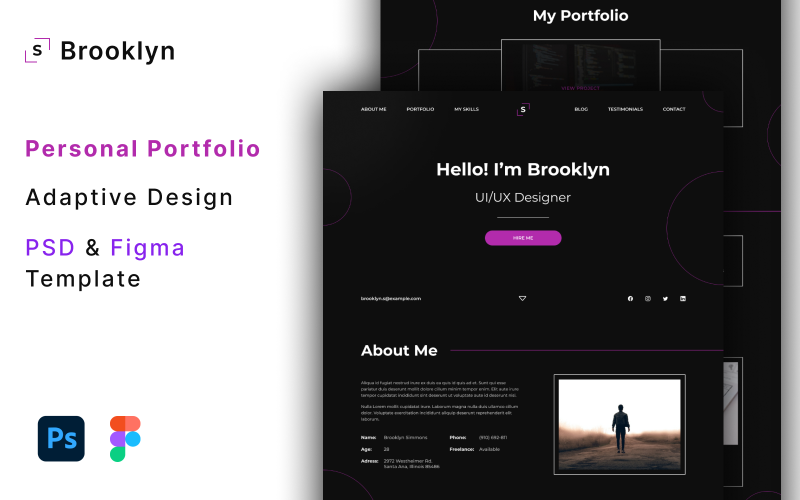 Brooklyn — szablon PSD portfolio osobistego