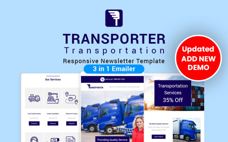 Transporter - Responsieve nieuwsbriefsjabloon voor vervoer