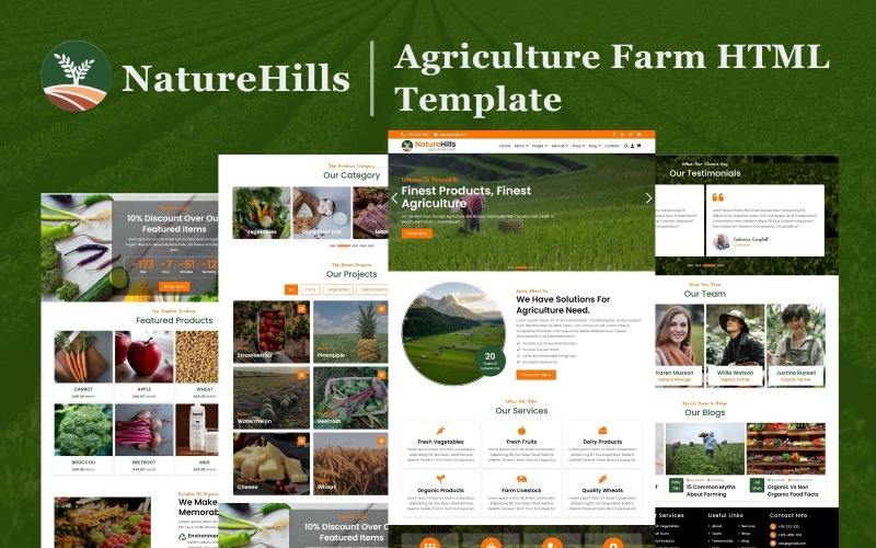 NatureHills - Jordbruksgård HTML5 webbplatsmall