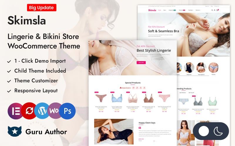 Skimsla - Responsive Theme für Dessous und Unterwäsche Elementor WooCommerce