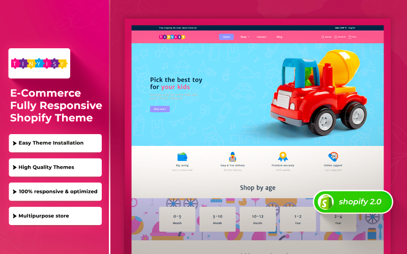 Tinyisfy - Multiuso Premium Loja de brinquedos para crianças E-commerce Tema Shopify 2.0
