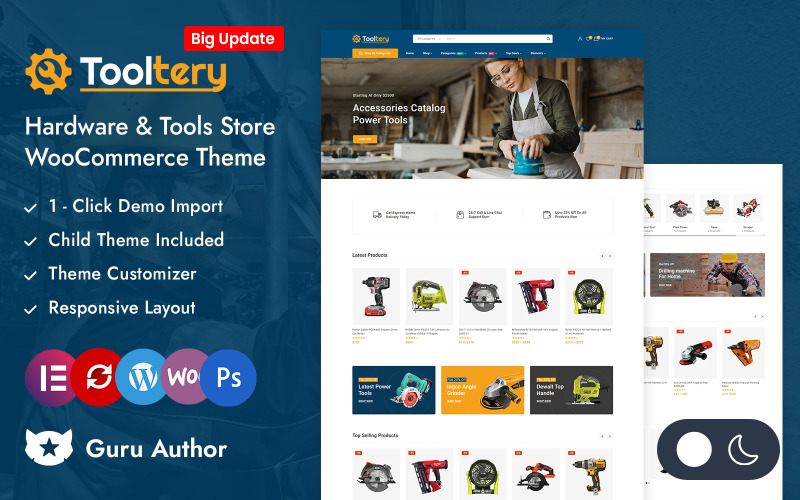 Tooltery - Verktyg, hårdvara och autodelar Elementor WooCommerce Responsive Theme