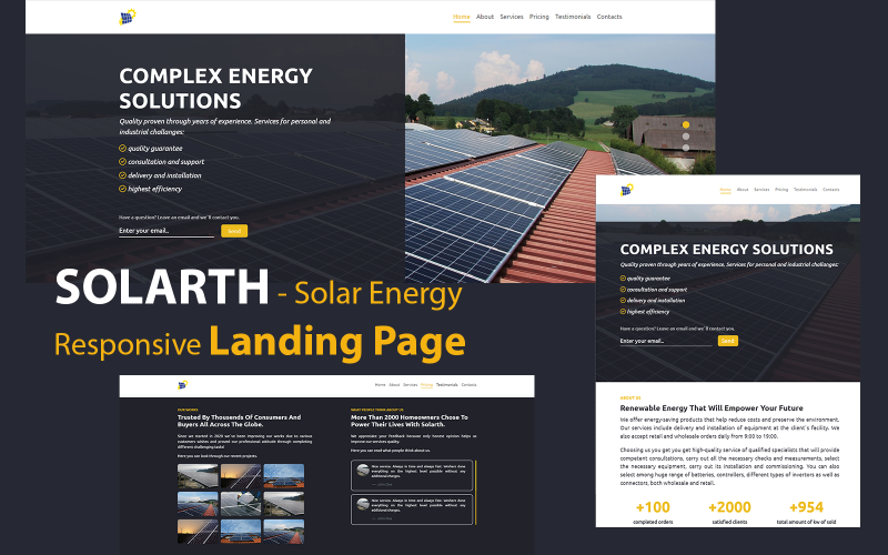 Solarth — szablon strony docelowej reagujący na energię słoneczną