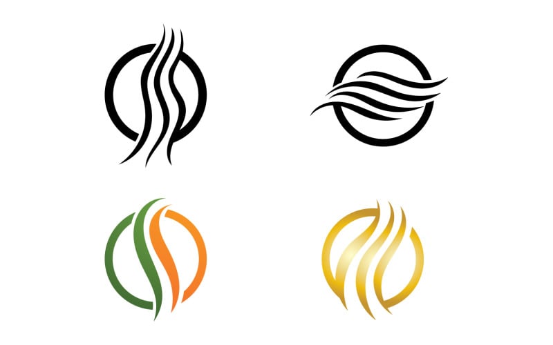 Logotipo de design de onda de linha de cabelo e vetor de símbolo v52