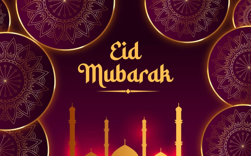 现实向量Eid Mubarak背景下的Eid al Fitr