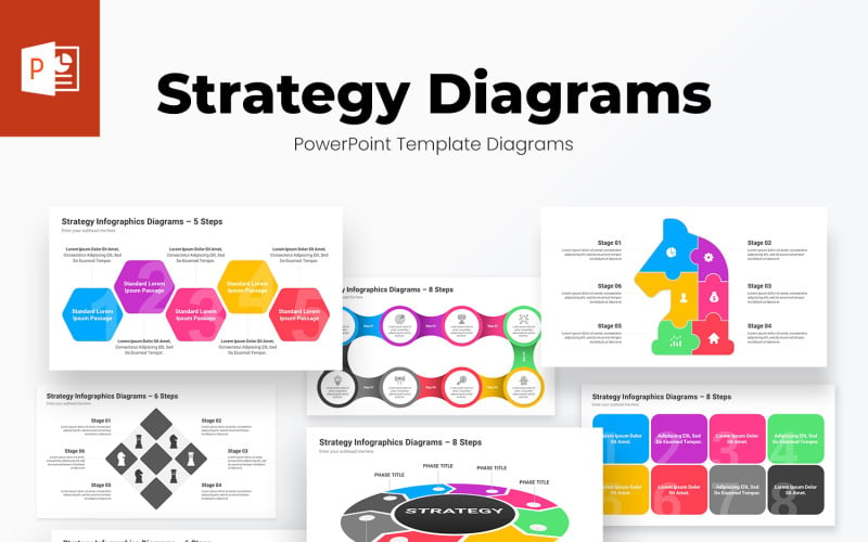Diagramas de modelo de PowerPoint de infográficos de estratégia
