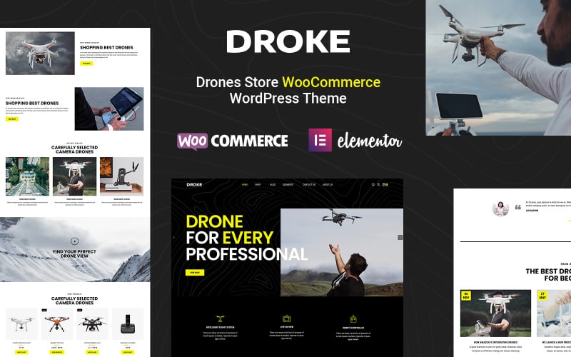Droke单一产品，无人机和相机WooCommerce主题