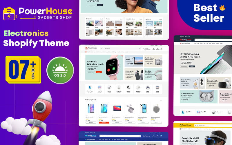 Powerhouse - Elektronik ve Cihazlar Shopify 2.0 Duyarlı Teması