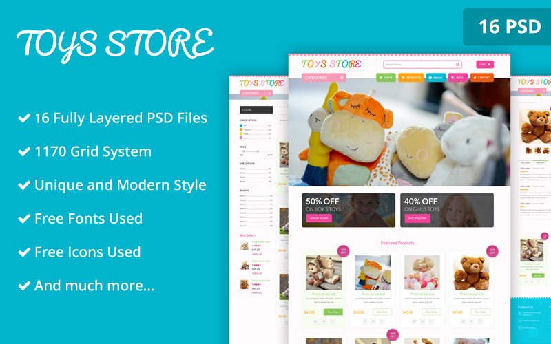 Plantilla Psd Para Sitio Web De Tienda De Juguetes