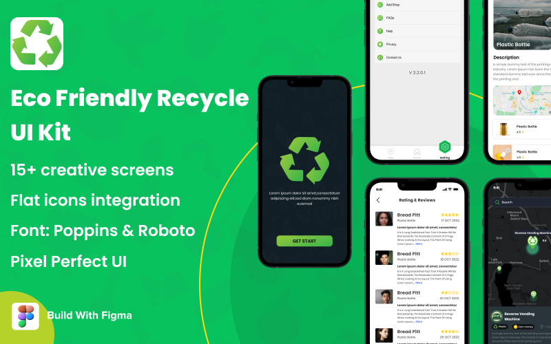 Reciclar kit de interface do usuário do aplicativo móvel | figma