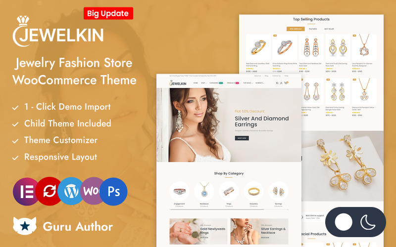 Jewelkin - Thème réactif Elementor WooCommerce pour magasin de mode de bijoux