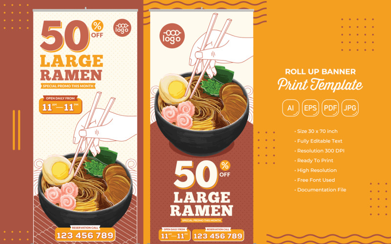 Restaurant Roll Banner #04 Print Template