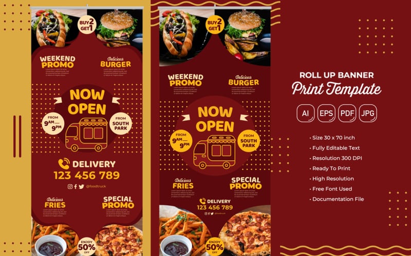 Restaurant Roll Banner #09 Print Template