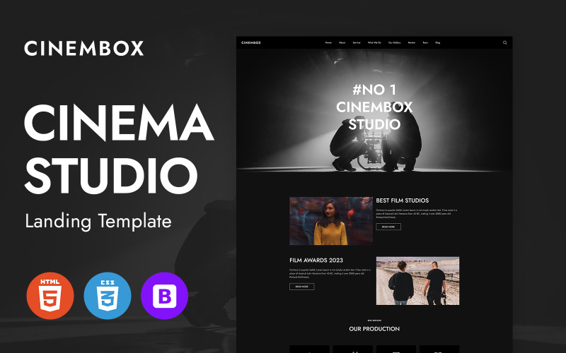 Cinembox - HTML5 HTML5-sjabloon van één pagina van Cinema Studio.
