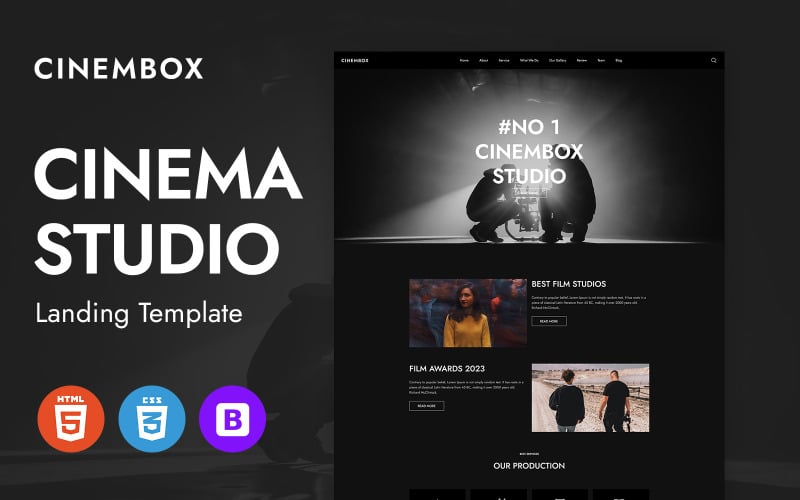 Cinembox – Jednostránková šablona Cinema Studio HTML5.