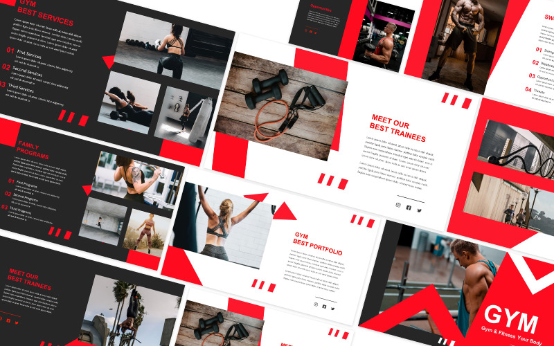 Gym & Fitness Powerpoint-mall för din kropp