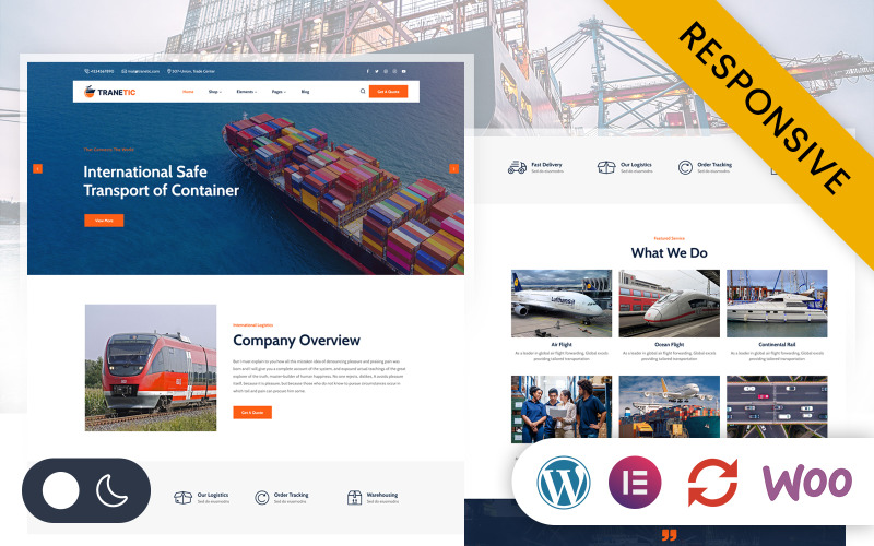 Tranetic - Tema WordPress reattivo Elementor per trasporti e logistica