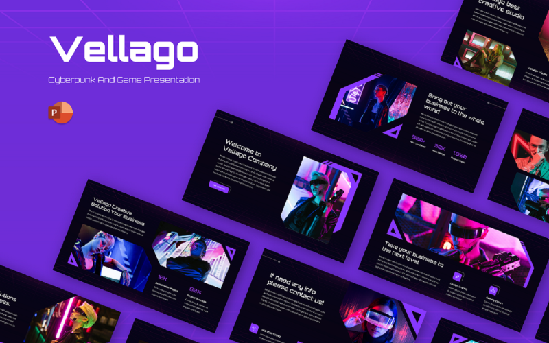 Vellago - Powerpoint-sjabloon voor cyberpunk en games