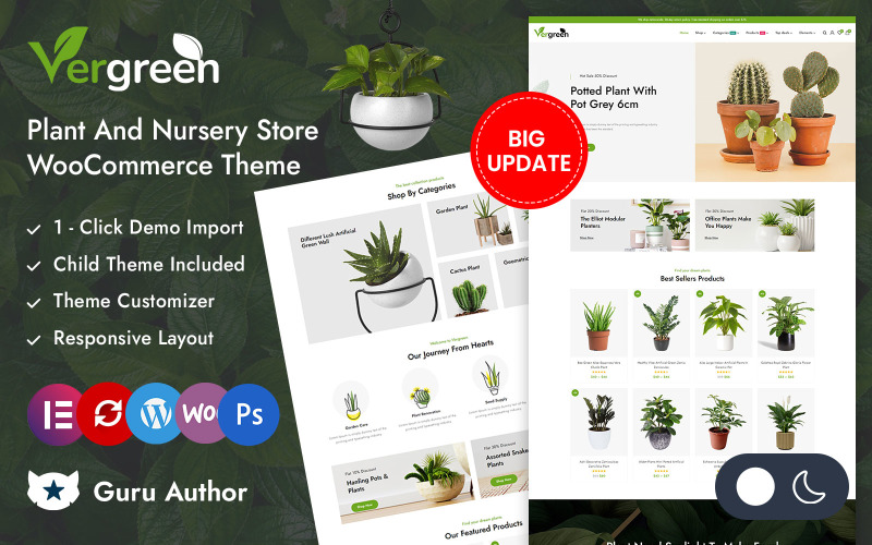 Vergreen - Responsive Theme für Pflanzen- und Baumschulen Elementor WooCommerce