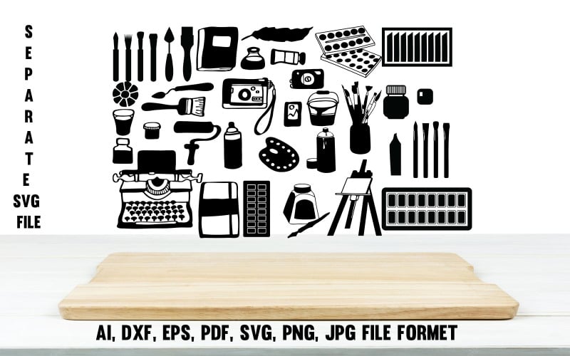 艺术配件SVG，专辑SVG，艺术PNG，艺术家PDF