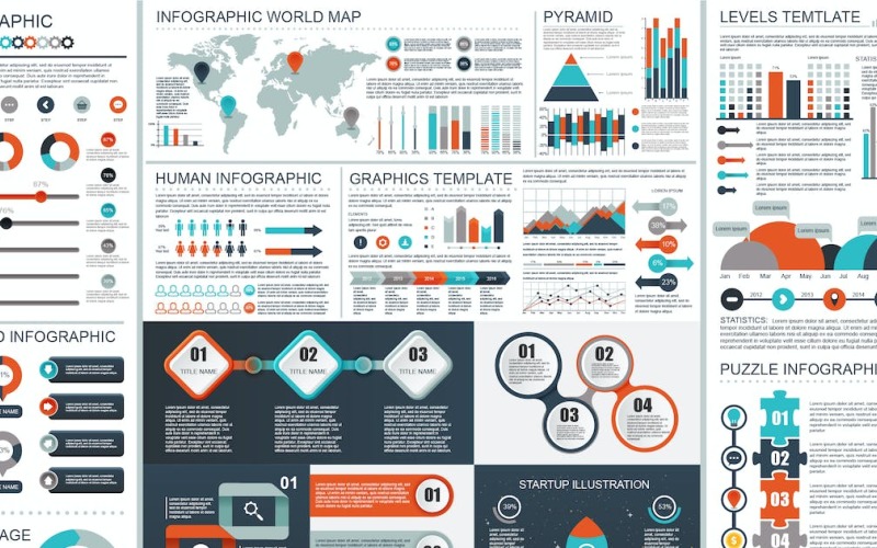 Flache Business-Infografik-Elemente