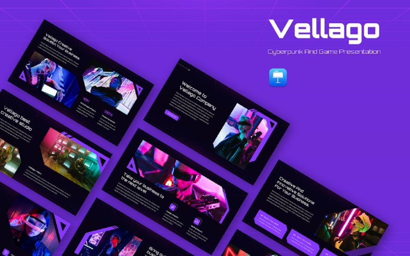 Vellago - Cyberpunk and Game Keynote Template