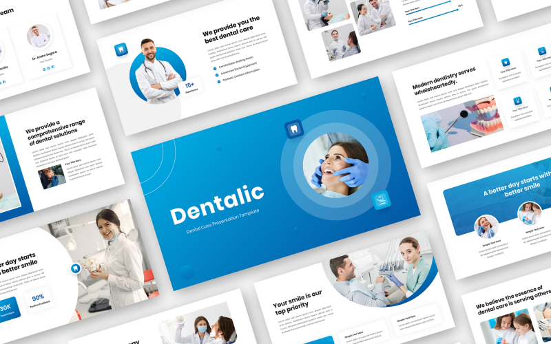 Dentalic - Догляд за зубами та здоров'я Шаблон Powerpoint